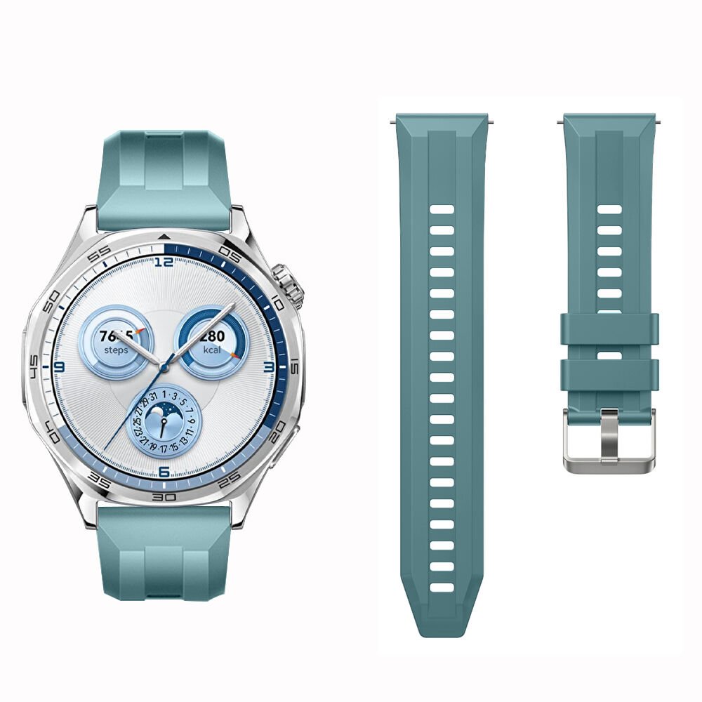 Sneezy Huawei Watch GT5 46mm İle Uyumlu Spor Silikon Metal Tokalı Soft Saat Kordonu Mavi