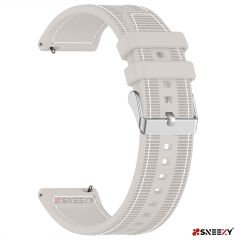 Huawei Watch GT2 Elite-Sport-Classic 46mm-GT2 Pro 22mm Uyumlu Dikiş Desenli Dokuma Silikon Kordon Starlight - Starlight