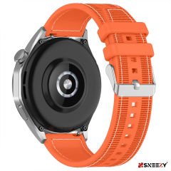 Huawei Watch GT2 Elite-Sport-Classic 46mm-GT2 Pro 22mm Uyumlu Dikiş Desenli Dokuma Silikon Kordon Turuncu - Turuncu