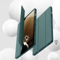 Samsung Galaxy Tab S10 Plus X820 12.4 İnç Kılıf Premium Silikon Kalem Bölmeli Smart Case Haki