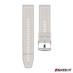 Sneezy Samsung Galaxy Watch Active Active 2 44mm-40mm 20mm Dikiş Desenli Dokuma Silikon Kordon Starlight - Starlight