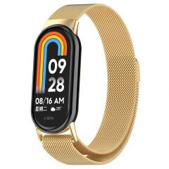 Sneezy Xiaomi Mi Band 8 Uyumlu Metal Hasır Kordon Siyah