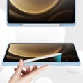 Samsung Galaxy Tab S10 Plus X820 12.4 İnç Kılıf Premium Silikon Kalem Bölmeli Smart Case Mavi