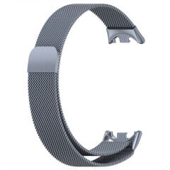 Sneezy Xiaomi Mi Band 8 Uyumlu Metal Hasır Kordon Koyu Gri