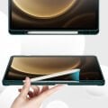 Samsung Galaxy Tab S9 Plus X810 12.4 İnç Kılıf Premium Silikon Kalem Bölmeli Smart Case Haki