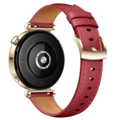 Huawei Watch GT4 41mm İle Uyumlu Starlight Gold Metal Tokalı Deri Zarif Şık Kordon Mürdüm