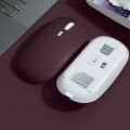 Apple İpad Şarj Edilebilir Sessiz Mouse Bluetooth + 2.4Hz Wifi Kablosuz Mouse Fare Mürdüm