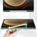 Samsung Galaxy Tab S9 Plus X810 12.4 İnç Kılıf Premium Silikon Kalem Bölmeli Smart Case Yeşil