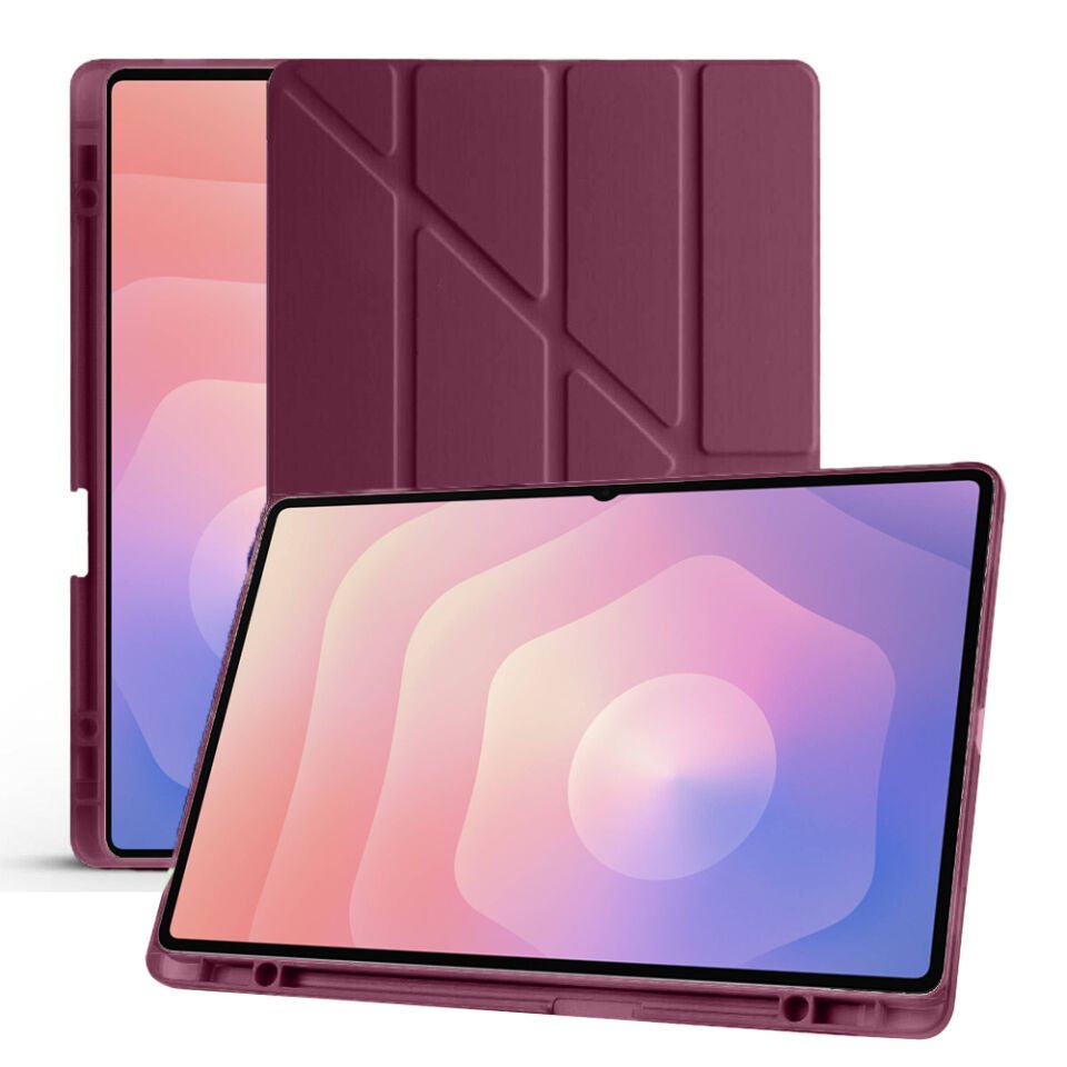 Samsung Galaxy Tab S11 Ultra X930 14.6 İnç Katlanabilir Kalemlikli Standlı Akıllı Kılıf Mürdüm