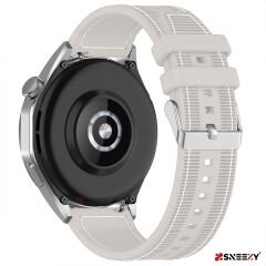 Sneezy Samsung Galaxy Watch 5 40-44mm İle Uyumlu 20mm Dikiş Desenli Dokuma Silikon Kordon Starlight - Starlight