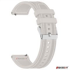 Sneezy Samsung Galaxy Watch 5 40-44mm İle Uyumlu 20mm Dikiş Desenli Dokuma Silikon Kordon Starlight - Starlight