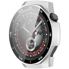 Huawei Watch GT5 Pro 46mm Kasa Uyumlu Kılıf Sert PC Kasa ve Ekran Koruyucu Kılıf Gümüş