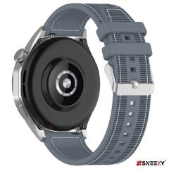 Sneezy Samsung Galaxy Watch 4 40-42-44-46mm Uyumlu 20mm Dikiş Desenli Dokuma Silikon Kordon Gri - Gri
