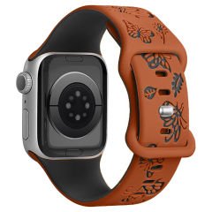 Apple Watch Ultra 1 ve 2 Uyumlu 49mm Kelebek Desenli Yumuşak Silikon Kordon