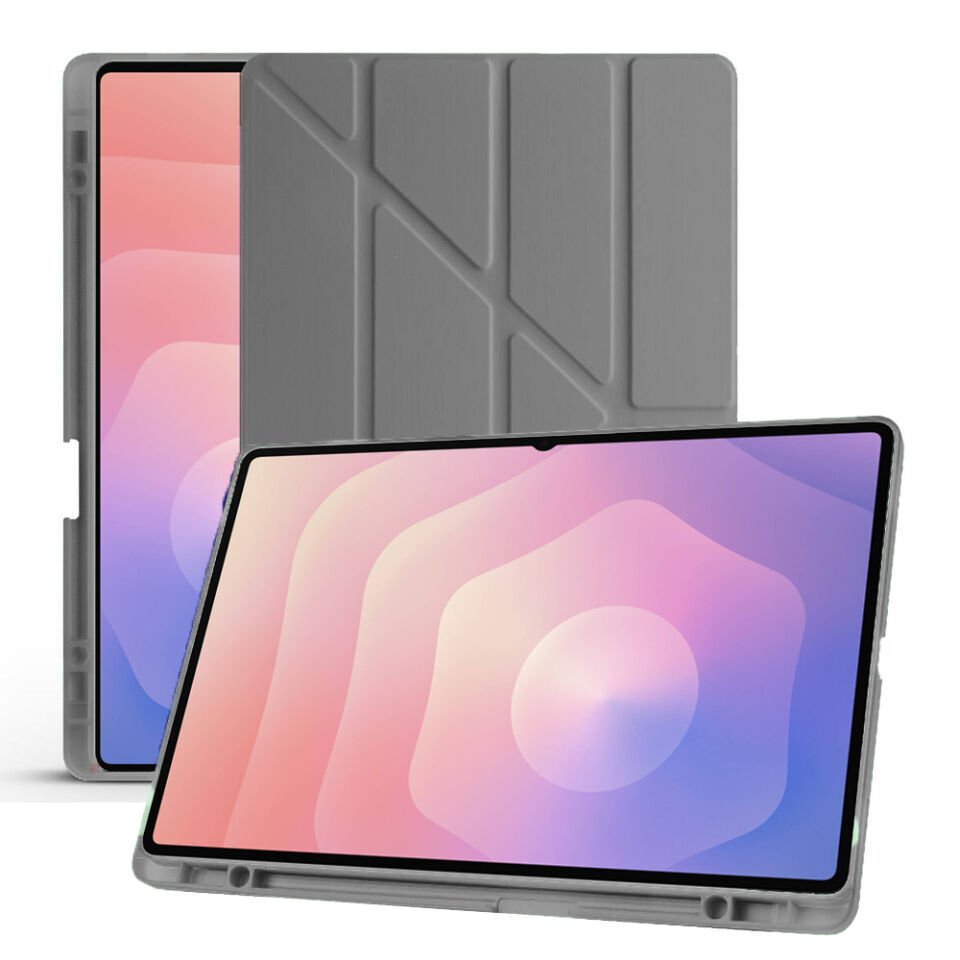 Samsung Galaxy Tab S11 Ultra X930 14.6 İnç Katlanabilir Kalemlikli Standlı Akıllı Kılıf Koyu Gri