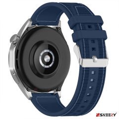 Sneezy Samsung Galaxy Watch 4 40-42-44-46mm Uyumlu 20mm Dikiş Desenli Dokuma Silikon Kordon Lacivert - Lacivert