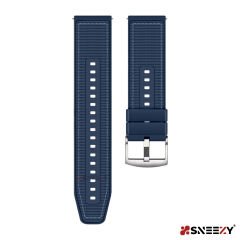 Sneezy Samsung Galaxy Watch 4 40-42-44-46mm Uyumlu 20mm Dikiş Desenli Dokuma Silikon Kordon Lacivert - Lacivert