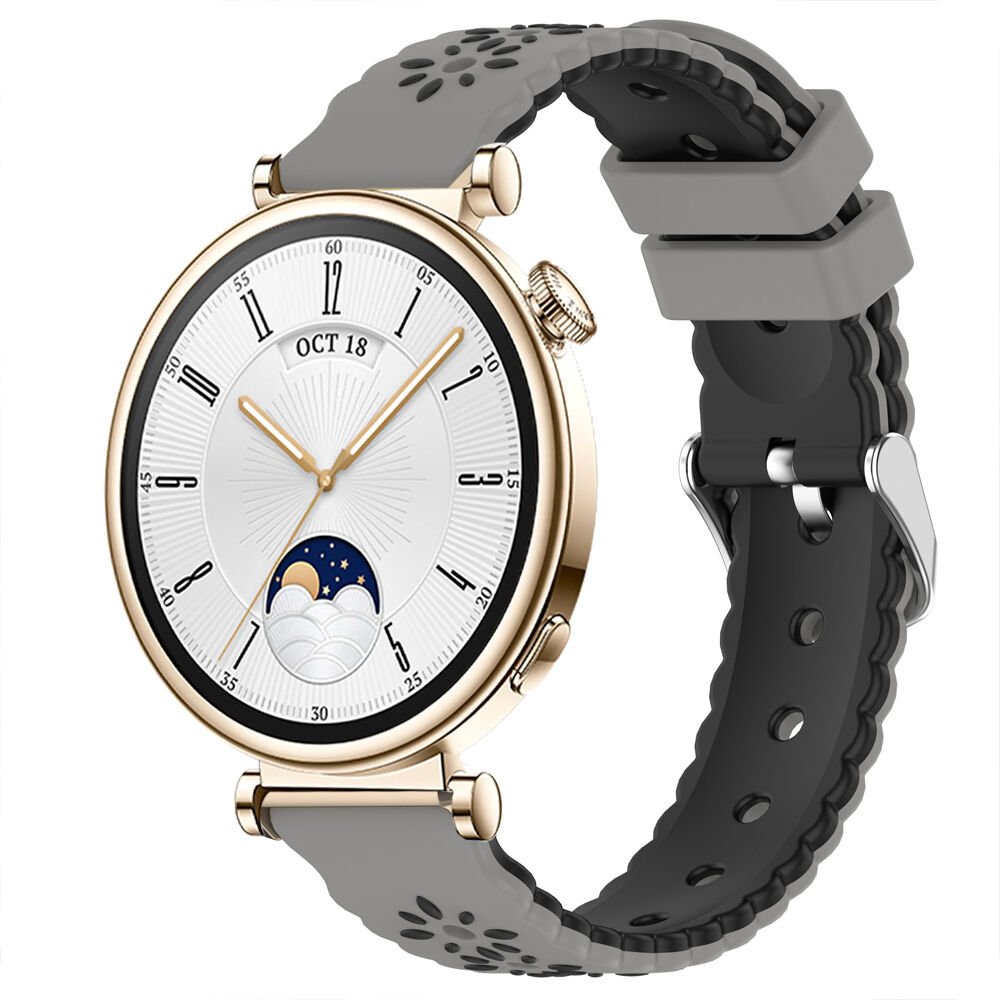 Sneezy Huawei Watch GT4 41mm Uyumlu Çiçek Desenli Yumuşak Silikon Kordon Şık ve Nefes Alabilen Spor Kordon