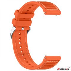 Sneezy Samsung Galaxy Watch 4 40-42-44-46mm Uyumlu 20mm Dikiş Desenli Dokuma Silikon Kordon Turuncu - Turuncu