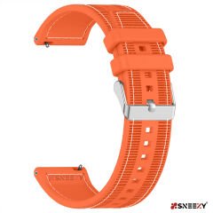 Sneezy Samsung Galaxy Watch 4 40-42-44-46mm Uyumlu 20mm Dikiş Desenli Dokuma Silikon Kordon Turuncu - Turuncu