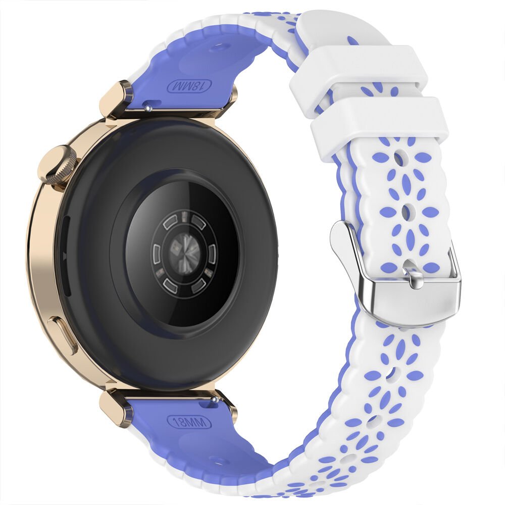 Sneezy Huawei Watch GT4 41mm Uyumlu Çiçek Desenli Yumuşak Silikon Kordon Şık ve Nefes Alabilen Spor Kordon Lavanta