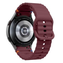 Samsung Galaxy Watch 5 40mm-44mm İle Uyumlu Metal Tokalı Dalgalı Spor Silikon Kordon Mürdüm