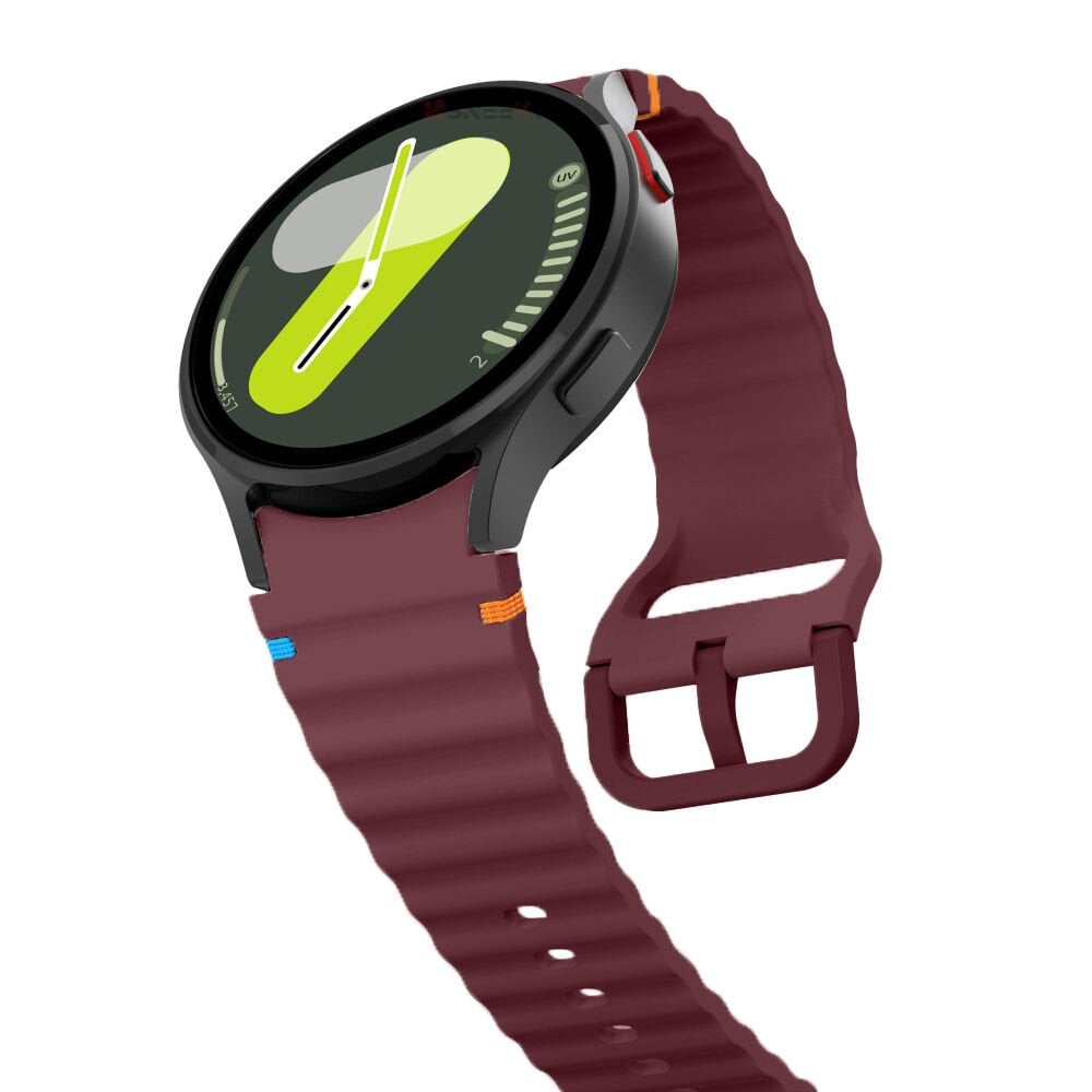 Samsung Galaxy Watch 5 40mm-44mm İle Uyumlu Metal Tokalı Dalgalı Spor Silikon Kordon Mürdüm