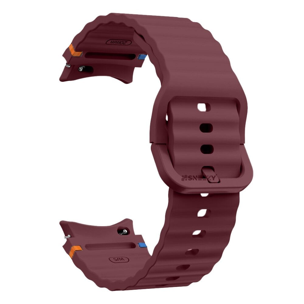 Samsung Galaxy Watch 5 40mm-44mm İle Uyumlu Metal Tokalı Dalgalı Spor Silikon Kordon Mürdüm