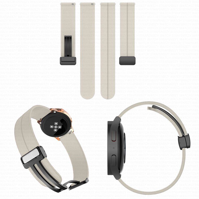 Sneezy Huawei Watch GT4 46mm İle Uyumlu 22mm Coastal Magnet Tokalı Silikon Kordon Starlight