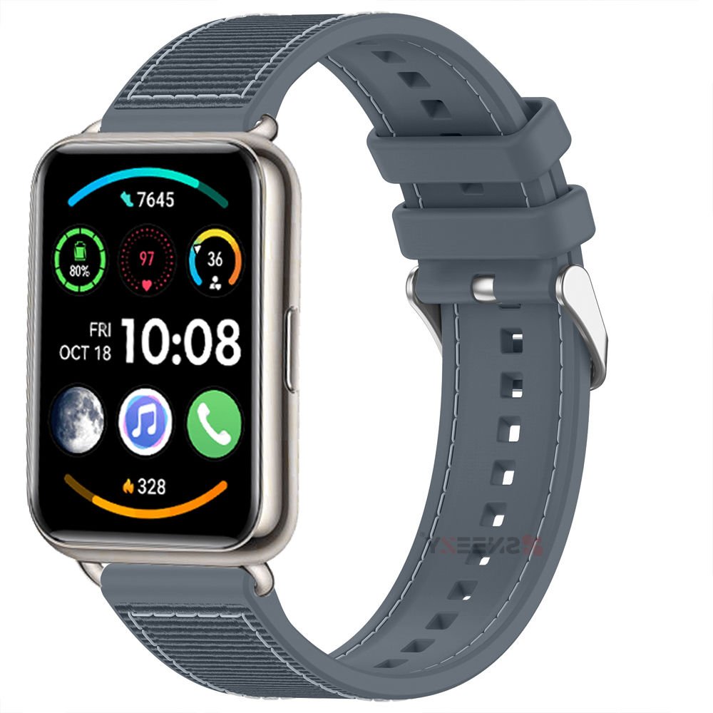 Sneezy Huawei Watch Fit - Fit New  İle Uyumlu Dikiş Desenli Dokuma Silikon Kordon