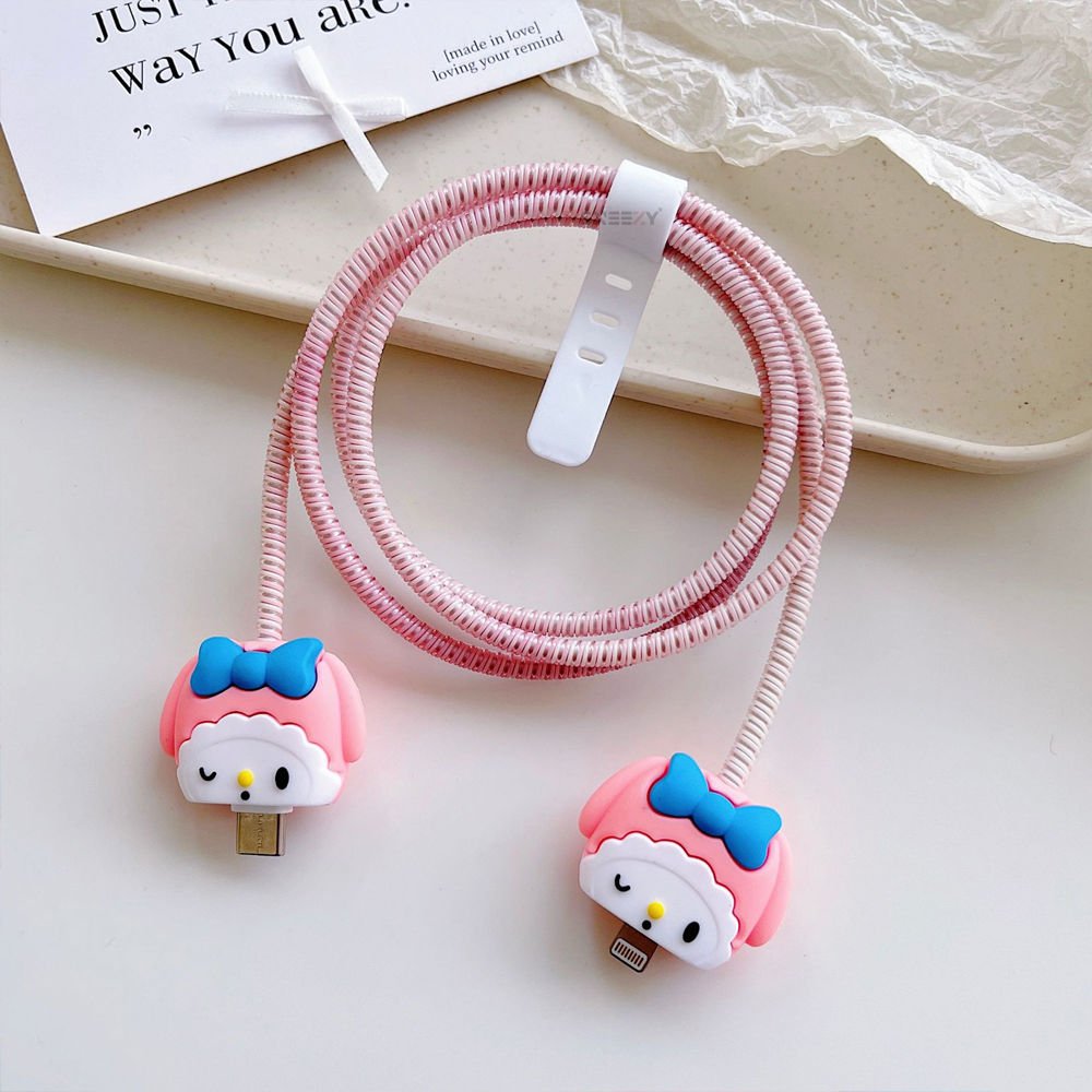3D Karakter Figürlü Şarj Kablosu Koruyu Set İphone,samsung,oppo,xiaomi Uyumlu Kablo Koruma MDL20