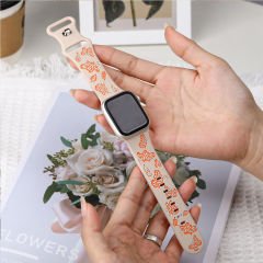 Apple Watch Uyumlu 38 40 41mm Kelebek Desenli Yumuşak Silikon Kordon Seri 2 3 4 5 6 Se 7 8 9 10 42mm Turuncu