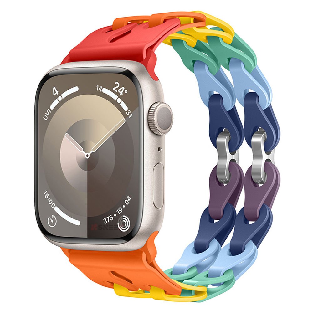 Apple Watch Ultra 1 ve 2 Uyumlu 49mm Zincir Desenli Yumuşak Silikon Solo Kordon