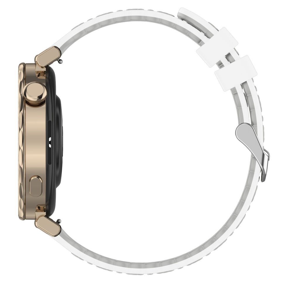 Sneezy Mi Watch S4 41mm Çiçek Desenli Yumuşak Silikon Kordon Şık ve Nefes Alabilen Spor Kordon Gri
