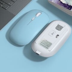 Lenovo Tablet Şarj Edilebilir Sessiz Mouse Bluetooth + 2.4Hz Wifi Kablosuz Mouse Fare Mavi - Mavi