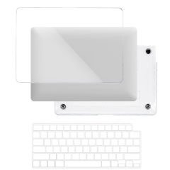 MacBook Air 13.3 İnç Kılıf M1 / A2337-A2179-A1932, için Dayanıklı Koruyucu Şeffaf Plastik Sert Kılıf Set3
