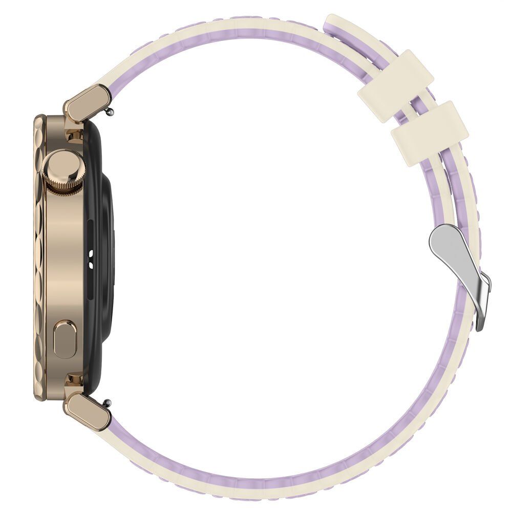 Sneezy Mi Watch S4 41mm Çiçek Desenli Yumuşak Silikon Kordon Şık ve Nefes Alabilen Spor Kordon Lila