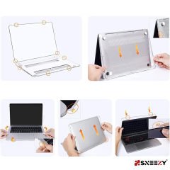 MacBook Air 13.3 İnç Kılıf M1 / A2337-A2179-A1932, için Dayanıklı Koruyucu Şeffaf Plastik Sert Kılıf Set5