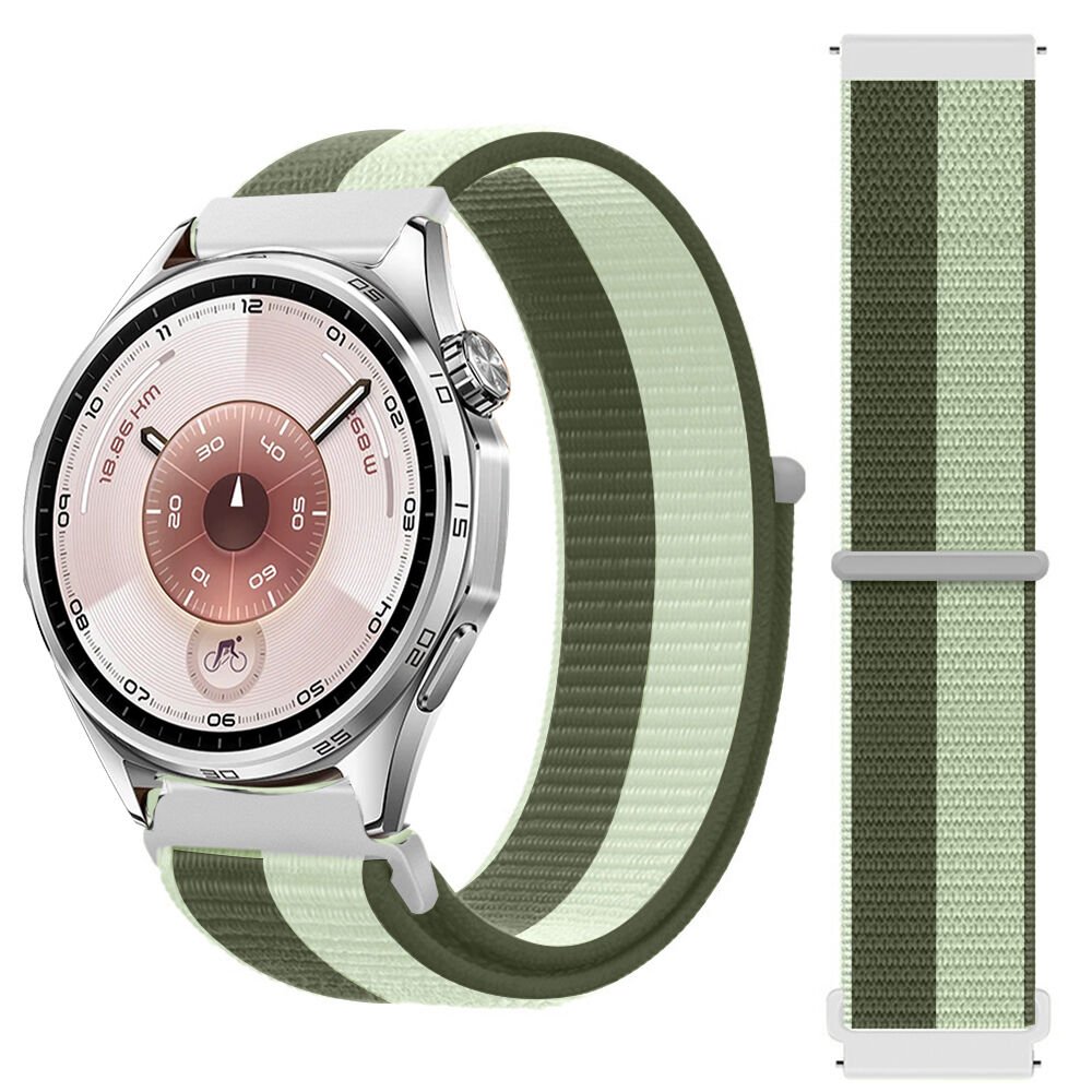 Huawei Watch GT6 46mm İle Uyumlu Ayarlanabilir Cırt Cırtlı Yumuşak Spor Kumaş Örgü Kordon Koyu Yeşil