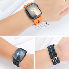 Apple Watch Uyumlu 44 45 46mm Zincir Desenli Yumuşak Silikon Solo Kordon Seri 2 3 4 5 6 Se 7 8 9 10 Gökkuşağı