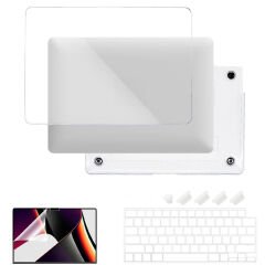 MacBook Air 13.3 İnç Kılıf M1 / A2337-A2179-A1932, için Dayanıklı Koruyucu Şeffaf Plastik Sert Kılıf Set7