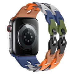 Apple Watch Uyumlu 44 45 46mm Zincir Desenli Yumuşak Silikon Solo Kordon Seri 2 3 4 5 6 Se 7 8 9 10 Turuncu