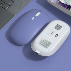 Xiaomi Tablet Şarj Edilebilir Sessiz Mouse Bluetooth + 2.4Hz Wifi Kablosuz Mouse Fare Lavanta - Lavanta