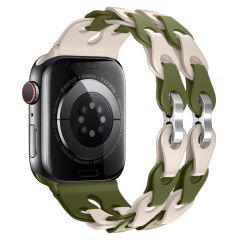 Apple Watch Uyumlu 44 45 46mm Zincir Desenli Yumuşak Silikon Solo Kordon Seri 2 3 4 5 6 Se 7 8 9 10 Yeşil