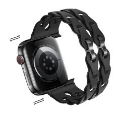 Apple Watch Uyumlu 44 45 46mm Zincir Desenli Yumuşak Silikon Solo Kordon Seri 2 3 4 5 6 Se 7 8 9 10 Yeşil