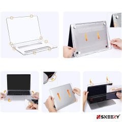 MacBook Pro 13.3 İnç Kılıf M1 / A2338-A2251-A2289, için Dayanıklı Koruyucu Şeffaf Plastik Sert Kılıf Set2