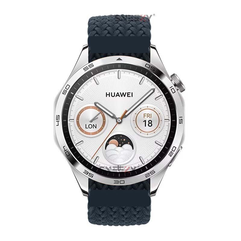 Sneezy Huawei Watch Gt4 46mm İle Uyumlu 22mm Metal Klips Solo Fiberlink Örgü Kordon Mavi Koyu
