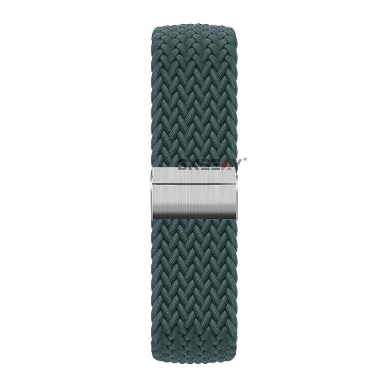 Sneezy Huawei Watch Gt4 46mm İle Uyumlu 22mm Metal Klips Solo Fiberlink Örgü Kordon Petrol