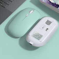 Xiaomi Tablet Şarj Edilebilir Sessiz Mouse Bluetooth + 2.4Hz Wifi Kablosuz Mouse Fare Turkuaz - Turkuaz