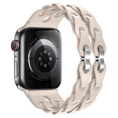 Apple Watch Uyumlu 38 40 41mm Zincir Desenli Yumuşak Silikon Solo Kordon 2 3 4 5 6 Se 7 8 9 10 42mm Starlight